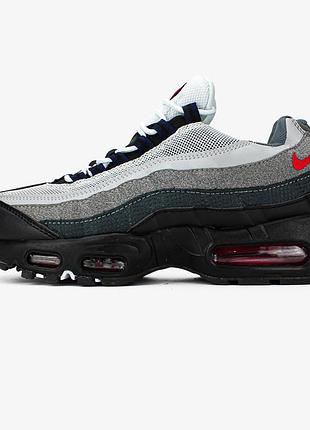 Кроссовки женские / мужские серые красные из кожи осенние весенние летние