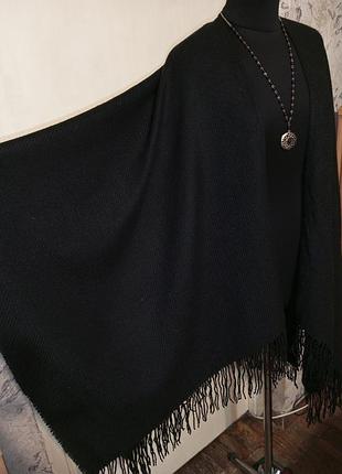 Элегантный бохо черный кардиган-накидка мега батал-оверсайз до 70-го размера