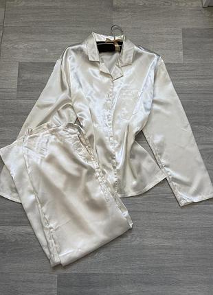 Атласна піжама жіноча класична великий розмір л домашня