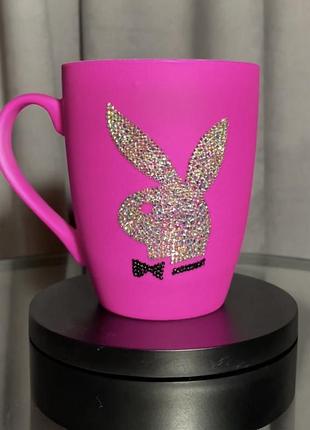 Чашка зі стразами, подарунок, рожева, playboy