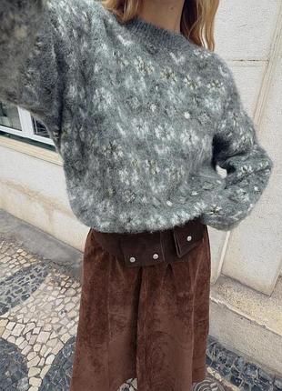 Жакардовий трикотажний светр із начосом