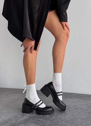 Туфли с ремешками черный натур.кожа 11142