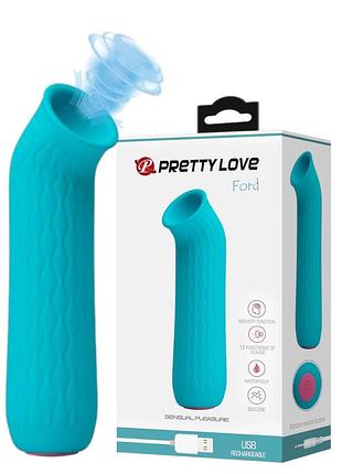 Вакуумний вібратор перезаряджуваний бірюзовий pretty love ford lybaile bi-014547-6