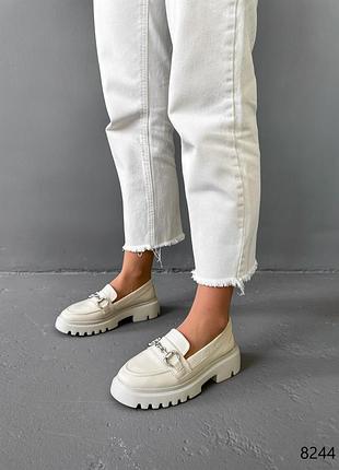 Туфли лоферы женские klara айвори натуральная кожа 8244