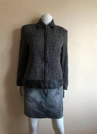 Брендова куртка вовна та ангора з шкіряними вставками