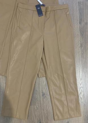 Штани marks&spencer зі штучної шкіри, кемел, 16 розмір