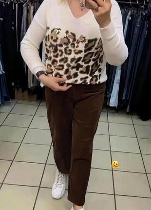 Жіночі повсякденні класичні теплі штани брюки тканина вельвет на флісі