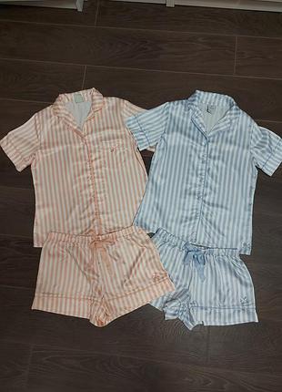 Піжама жіноча розмір xs s в полоску атласна sylvie meis