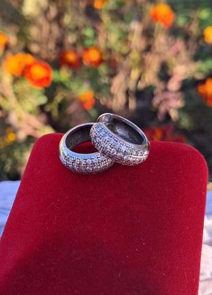 Срібні сережки конго з фіонітами