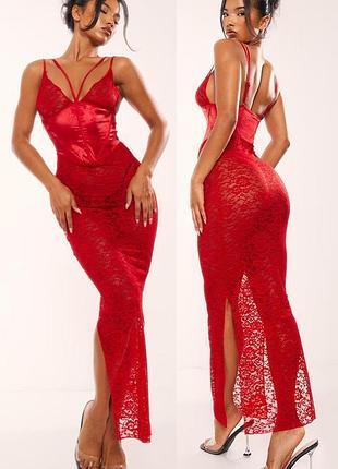 Распродажа платье prettylittlething мидакси кружевное корсетное