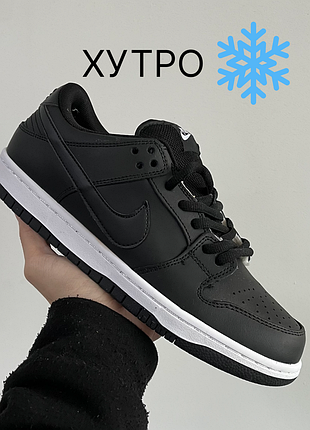 ❄️ зимние кроссовки nike dunk low black white мех