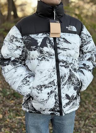 Зимова куртка the north face з рідкісним принтом snow mountain.
