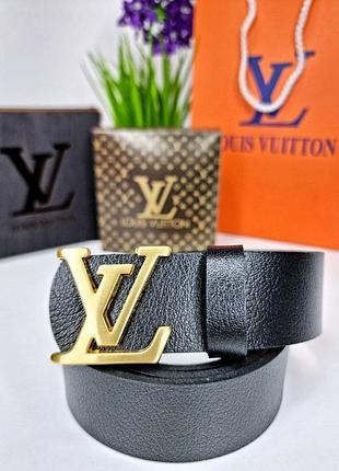 Ремінь чоловічий 4см шкіра турція + коробка, ремінь 4см шкіряний жіночий, ремінь чорний золото чоловічий шкіра