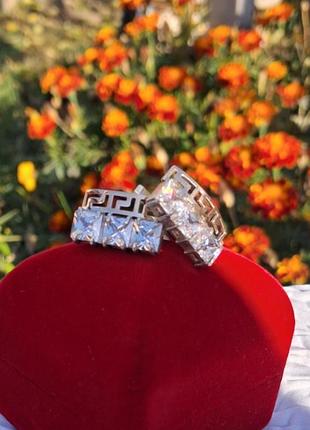 Серебряные серьги с  золотыми платинами и куб.цирконием