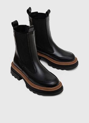 Черевики жіночі натуральна шкіра чорні челсі осінь зима
