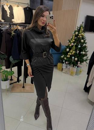 Платье с элементами эко кожа