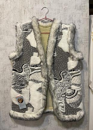 Жилет з натуральної овчини шерстяний зимовий