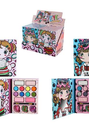 Косметика , палетка тіней для повік, помада, пензлик /16/192/12шт в кор. 12,5*16,5*2 см