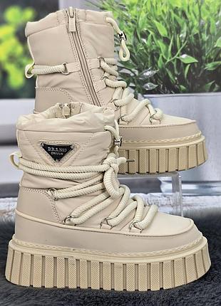 Сапоги дутики детские зимние для девочки jong golf бежевые 5587-2