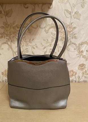 Сумка італійська ripani натуральна шкіра срібна-сіра