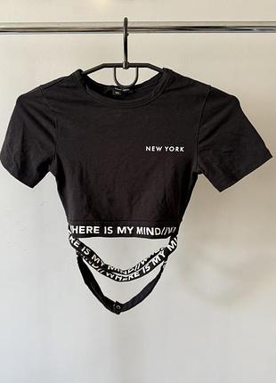 Футболка з завʼязками на талії tally weijl ххс-хс