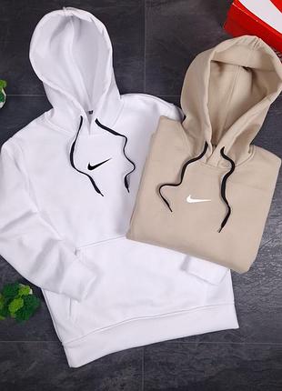 ❄️ зимнее худи nike (белый, бежевый)
