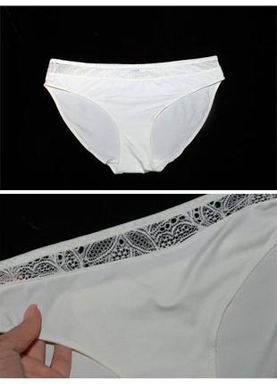 Ніжні трусики труси сліпи з мікрофібри з мереживом кремового кольору 💫