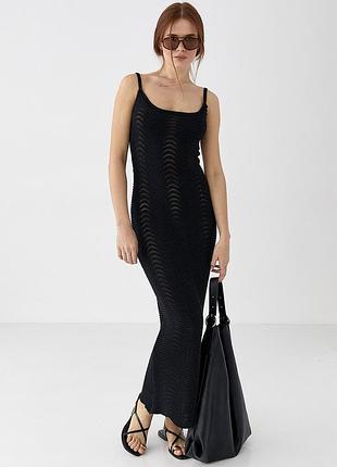 Ажурное летнее вязаное платье мод 5911