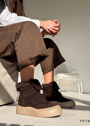 Ботинки женские зимние замшевые