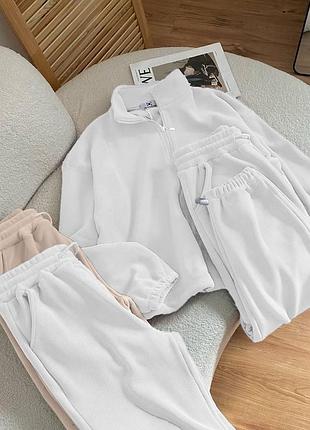 Теплий жіночий флісовий спортивний костюм фліс білий чорний сірий бежевий рожевий шоколад