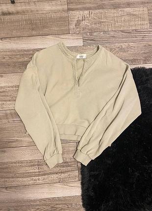 Светло- оливковый короткая кофточка pull &amp; bear оверсайз, м от производителя