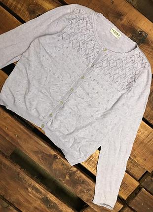 Женская хлопковая кофта (кардиган) с узорами marks&spencer (маркс и спенсер хлрр идеал оригинал сиреневая)