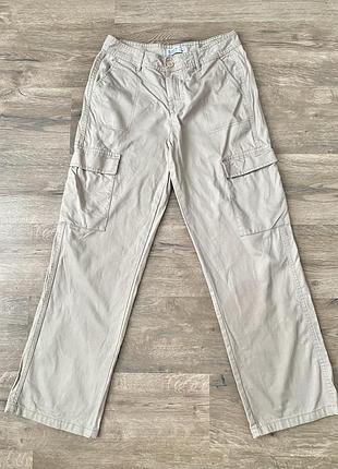 Бежеві штани карго з високою посадкою denim co