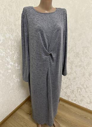 Стильна меланжева тепла пряма довга сукня великий розмір