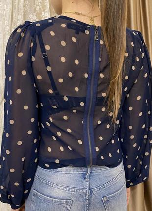 Блуза в горошек, с красивым рукавчиком; на фото грудь: 90- 92; талия: 67-68 см3 фото