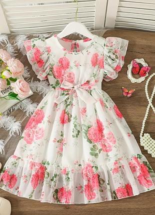 Шифоновий сарафан для дівчинки з квітковим принтом