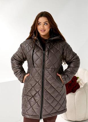 Теплая зимняя куртка, женственная зимняя курточка с капюшоном, стеганая женская куртка большого размера