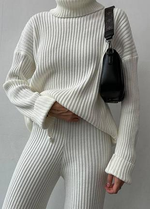 Вязаный костюм шерсть свитер и брюки штаны