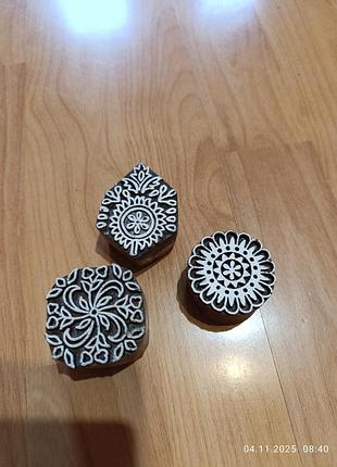 Штампы из дерева для текстиля, набор из 3 шт.