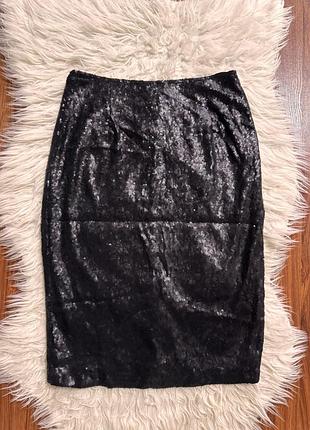 Чорна святкова спідниця олівець в паєтки нова рр м