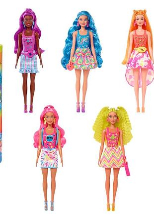 Барбі color reveal неонові кольори tie-dye — лялька-сюрприз із 7 подарунками!