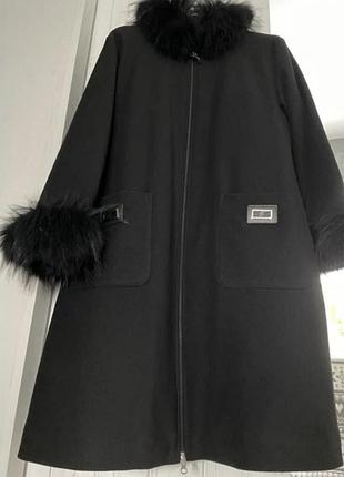 Пальто 🧥 з хутром песець утеплений трапеція