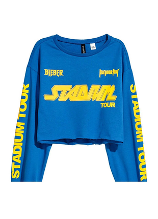 Женский свитшот h&amp;m,хлопок,синий,широкий,свободный, оверсайз,кофта,с надписью,трехнить,петля, кроп,топ,толстовка,с рисунком,батник,прямый