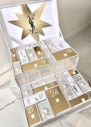 Yves saint laurent адвент календар 2025 advent calendar подарунок косметика ів сен лоран парфуми помада блиск набір подарунок коханій дівчині дружині