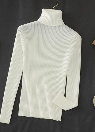 Лонг гольф рубчик с разрезом под пальчик свет молочный мод.1526