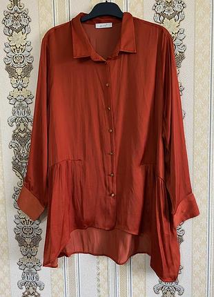 Легка подовжена сорочка, коралова рубашка батал