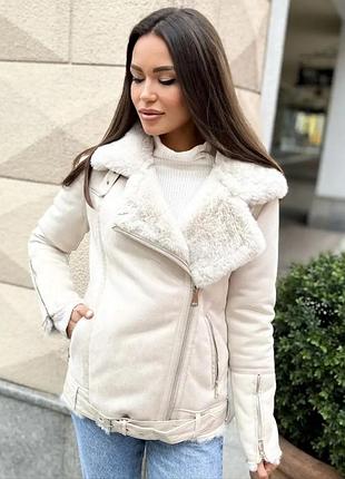 Дубленка авиатор экозамша на экомехе