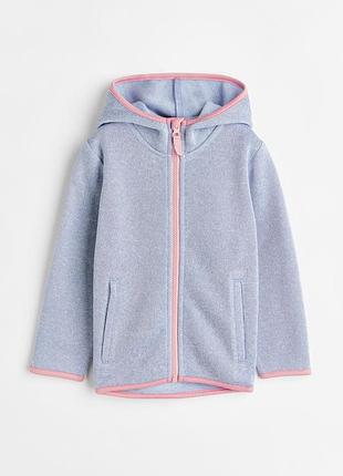 H&m | флісова кофта на блискавці для дівчинки блакитна розмір 98/104 2