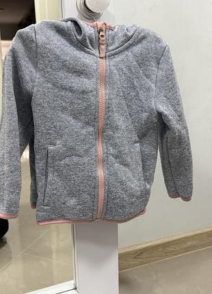 H&m | флісова кофта на блискавці для дівчинки блакитна розмір 98/104 5