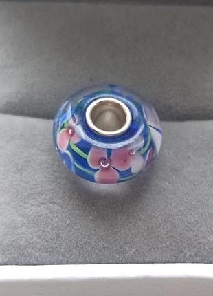 Шарм муранка "розовые цветы" для браслета